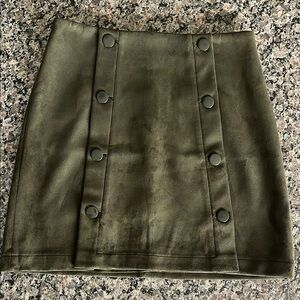 Olive Button-Front Skirt